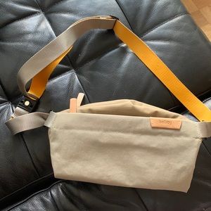 Bellroy Fanny pack in a taupe/gray color